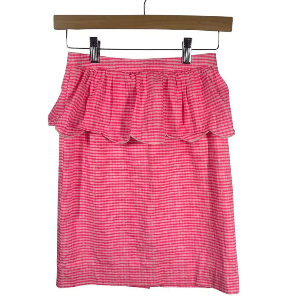 Lilly Pulitzer Thyme Skirt Women 00 Fiesta Pink Pretty Gingham‎ 48545 Preppy